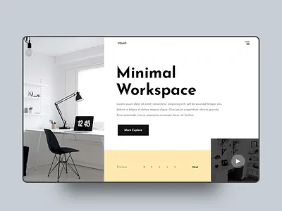 Minimal Workspace UI Explore app appdesign herosection homepage interaction layout psd minimal onepage ui uiux webdeisgn
