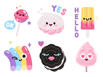 Sweet candy cookie cotton candy cute icecream lollypop marshmallow stickers sweet