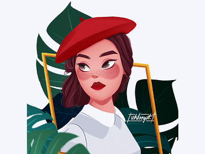 📷 aesthetic art camera character cute drawings girl girl character illustration ipadpro leaves procreate retro white