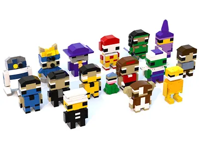 IhNohMinecraft: The Second Time (Mascoteers Wave 8) character design characters collection design lego legos mascot mascoteers minecraft minimalism pixelated render