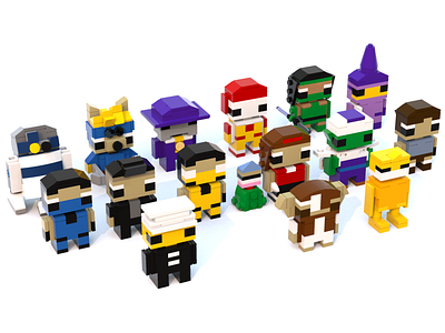 IhNohMinecraft: The Second Time (Mascoteers Wave 8) character design characters collection design lego legos mascot mascoteers minecraft minimalism pixelated render