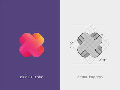 X Icon @ Logo Design Process @andrepicarra branding design gradient guidelines icon identity letter logo logo design logo process logotype mark monogram orange pink process symbol x yellow