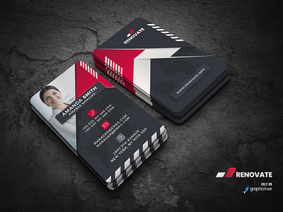 Business Card Template abstract advanced architect buildings business card clean colorful colors corporate design factory graphic home modern packaging print print ready professional real estate red