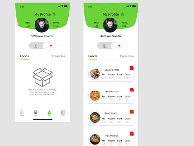 Favorites calorie design food ios ios10 myinfo ui user profile ux