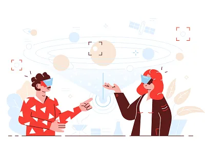 Virtual reality business business people character design education flat glasses illustration office people school scince solar system student teacher team vector virtual virtual reality vr
