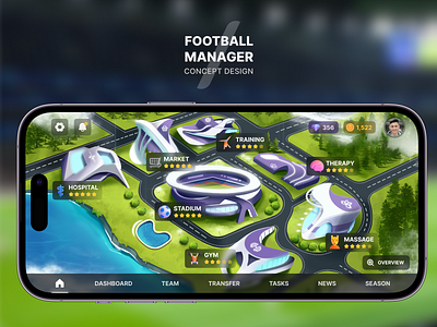 Football Manager / Game concept design blockchain games concept design football football manager game game ui leauge match nft game nxstudio player soccer web3