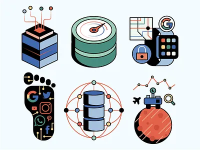 Big Data Icons ai artificial intelligence big data data editorial footprint icon machinelearning magazine science smart devices space tech