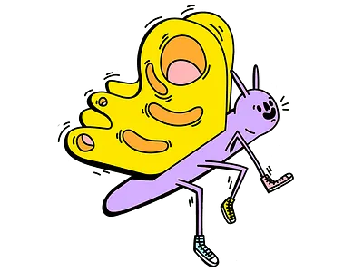 Ya always friendly butterfly bubble butterfly converse digital dope drawing flyer flying graffiti happy illustration insect nature purple smile sneakers summer sun vector yellow
