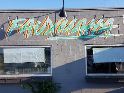 Fauxmaha branding faux food hand painted logo omaha sign painting vegan