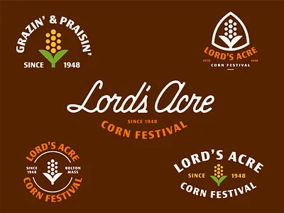Lord's Acre Corn Festival badge brand identity branding custom script farm geometric icon illustration logo script vegetable vintage