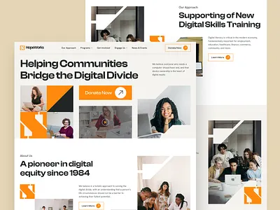 HOPEWORKS - Non Profit Landing Page best web design charity donate donation graphic design header help people hero illustration interface landing page non profit organization program social visual web design website
