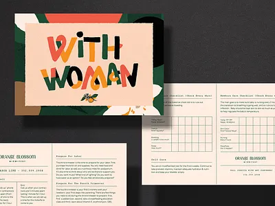 Orange Blossom Midwifery — Postcards branding layout midwife midwifery orange orange blossom postcard print print design typography