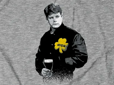 Drink Like A Champion Tee Design for theCHIVE apparel design beer cinema digital design digital illustration fighting irish guinness movie notredame posterize rudy screenprint