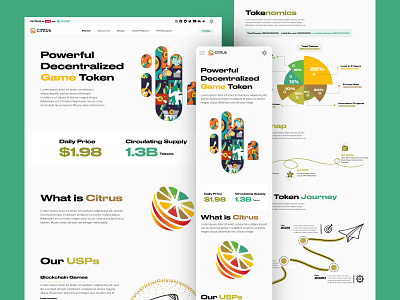 Citrus Coin Marketing Website branding design graphic design logo typography ux vector