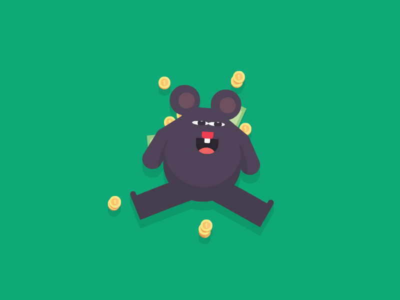 Mouse Money cash flat framesequence loop minimalist money mouse rat richter vector