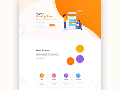 Crypteus - Landing Page clean design coming soon page creative design crypteus gradient home page illustration landing page ui ux website design