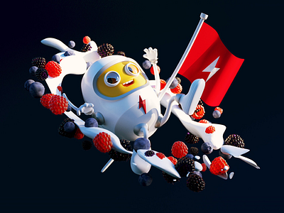 Yogurt dude 3d alien branding c4d flag fruit illustration kids robot space yogurt
