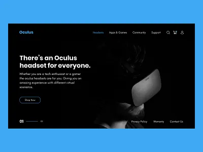 Oculus VR Landing Page clean color design icon identity lettering minimal typography ui user inteface ux web website