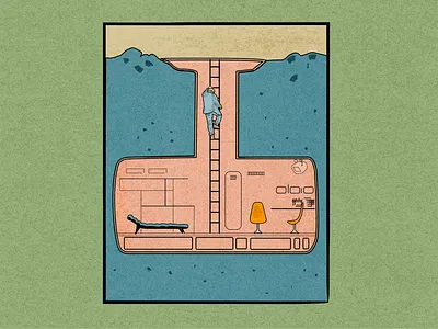 Isolation art blue climb design green illustration illustrator isolation mid century red retro shelter vector