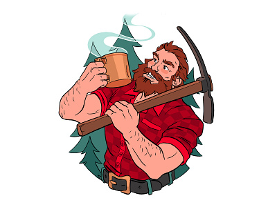 Copper Cup Coffee Mascot burly man coffee coffee cup coffee illustration coffeeshop copper cup design illustration logger man man illustration mascot mascot illustration miners mining