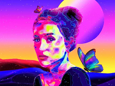 Behance Livestream Poster abstract abstract art adobe adobe photoshop artwork behance behance project butterfly colorful design everyday art gradient iridescent klarens livestream livestreaming poster poster art retro vaporwave