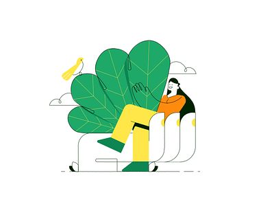 Taking care of plants branding character drawing ecologic editorial illustration future green organic plants vector world