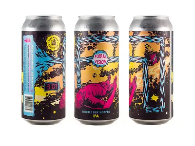 Portal Vision Can Label beer beer label can label craft beer drawing hand drawn illustration label maryland packaging retro trippy vintage