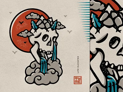 TYME - Life Elevated branding design drawing graphic design icon illustration mountain nature procreate skull texture vector
