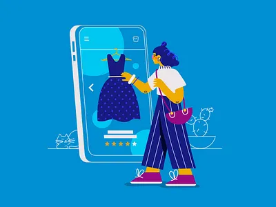 Say Yes to the Dress 2d adobe app cat character charecter design cute design dresses flat girl illustration mobile shopping