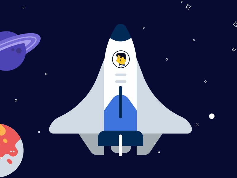 Rocket Launch animation character design fire fly illustration launch loop man motion motion graphic motionstory rocket smoke space start