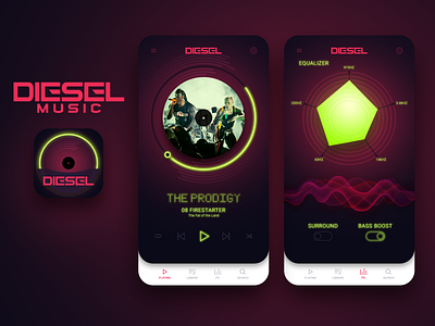 Mobile App - DoD 2019 Challenge 04 app design diesel graphics illustrator interaction interface mobile mobile app mobile screens mobile ui mobile ux music app photoshop rich colors sketch the prodigy ui user vector