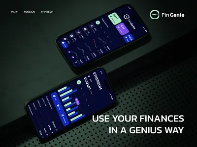Interface for fintech app I FinGenie applicaiton branding brutal colors crypto design e banking finance finance app fintech graphic design green inspiration logo management minimalism ui ux