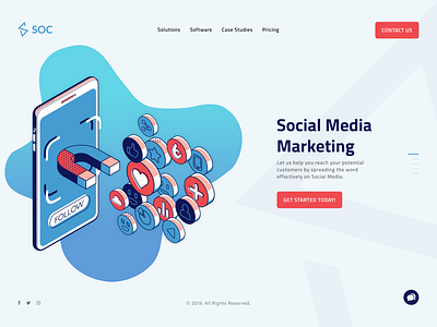 Social Media Marketing Agency Website app branding clean design flat icon illustration inspiration logo social media typography ui ui design ux ux design vector web design website website concept website design
