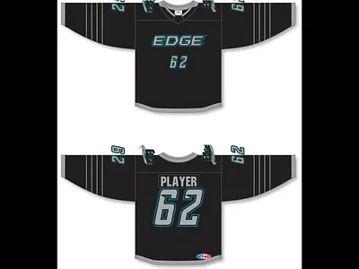 Long Island Edge Away Jersey away black design edge grey hockey island jersey logo long long island long island edge nhl sports teal
