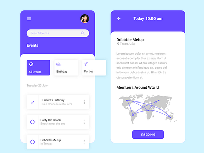 Events App UI app design event app ui ux