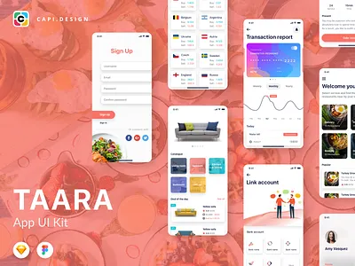 Taara - Mobile Application UI Kit app capi creative design ecommerce figma ios kit mobile sketch taara ui ui kit vector
