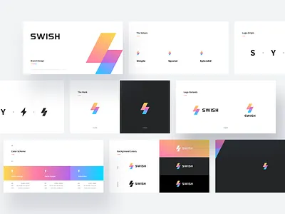 Swish Brand Design brand design brand identity brandbook branding design lightning logo swish ui vi