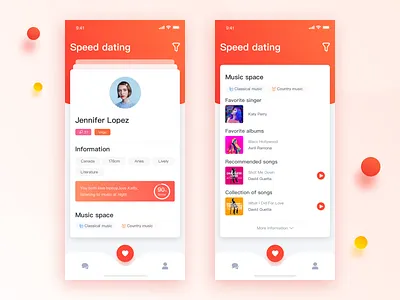 Social project page cards music social app ui work