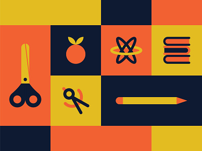 Back to (Old) School apple atom books collage electrons icon math pen pencil school scissors simple student