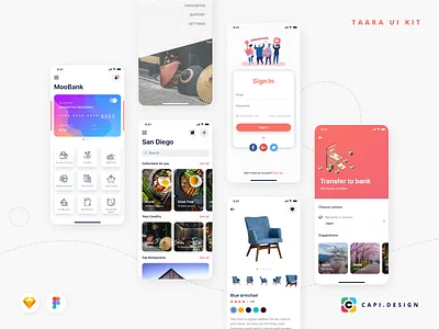 Taara - Mobile Application UI Kit app capi creative design ecommerce figma ios kit mobile sketch taara ui ui kit vector