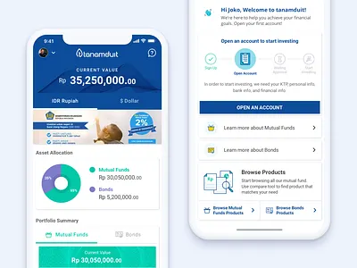 Tanamduit: Dashboard account app bonds dashboard education finance fintech mutual fund portfolio status ui ux