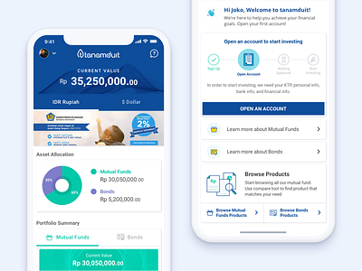 Tanamduit: Dashboard account app bonds dashboard education finance fintech mutual fund portfolio status ui ux