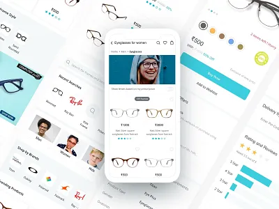 Titan Eyeplus cart dashboard design ecommerce eye frames glasses illustration interaction mobile shopping ui ux web website