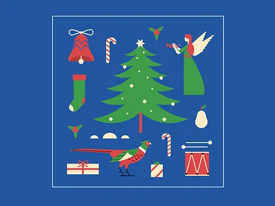 Christmas Card angel bells candy cane christmas christmas card christmas tree gifts pheasant