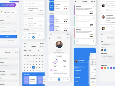 Campus Planner Full app app design campus design illustration reminder scheduler school task management ui