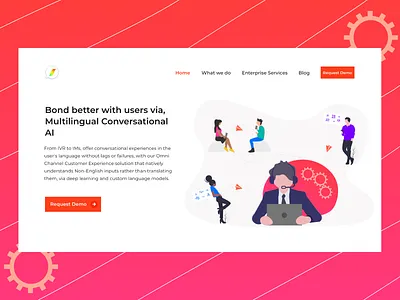 Landing Page Design for an AI Platform adobexd flatdesign illustration illustration design landing page design minimalism website concept website design