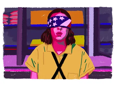 Eleven 80s style brush character colors eleven illustration ipad netflix procreate stranger things