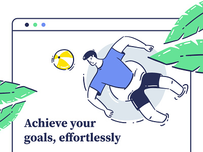Achieve your Goals app boy chill design graphic illustration leaf minimal mobile plant relax swiming ui ux vector