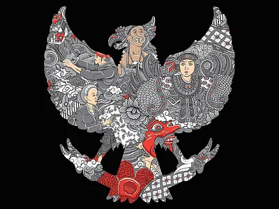 amazing culture of indonesia bali balinese batik culture dancer design floral flower grey illustration indonesia java ornament ornaments rafflesia vector wayang