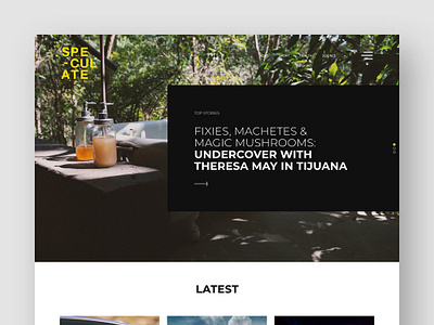 Speculate News article black white blog branding clean design graphic design grid homepage landing page minimal modern news newsletter slider ui ux web